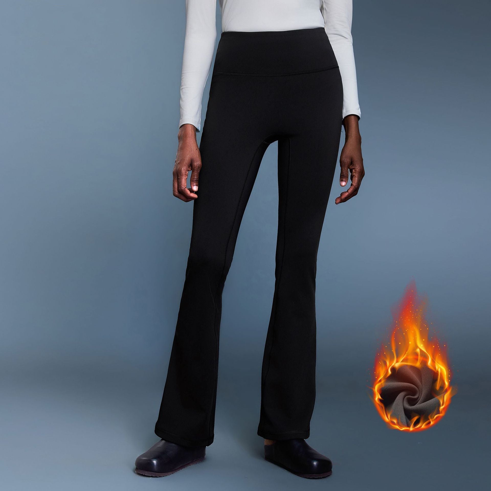High - Waist Fleece Flared Yoga Pants for Women - Thermal - WutongActive