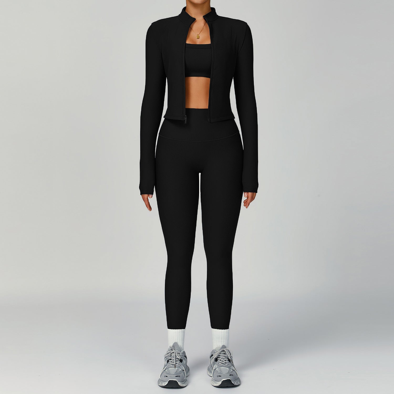 High - Waisted Slim - Fit Outdoor Sports Three - Piece Suite for Running & Fitness - WutongActive