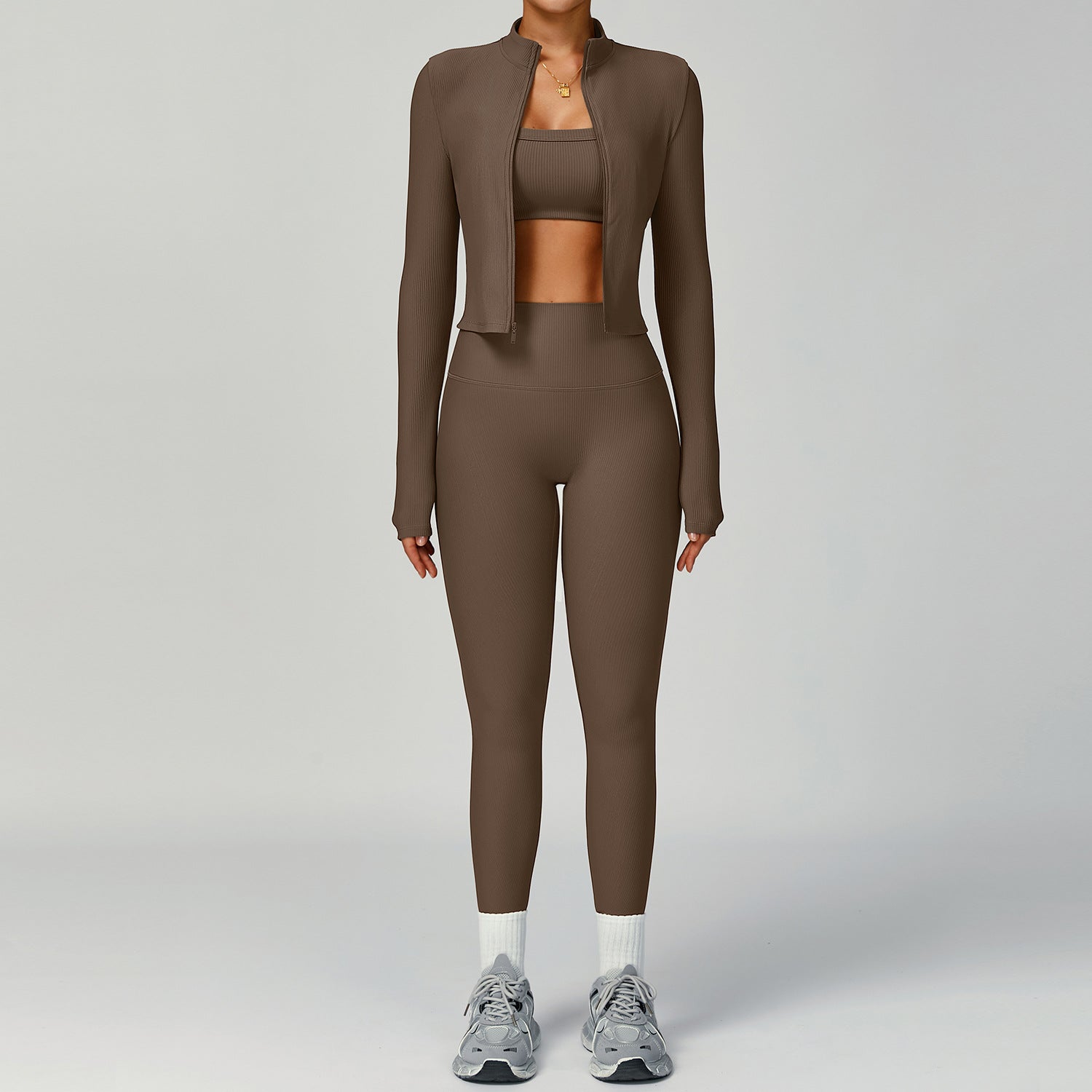 High - Waisted Slim - Fit Outdoor Sports Three - Piece Suite for Running & Fitness - WutongActive