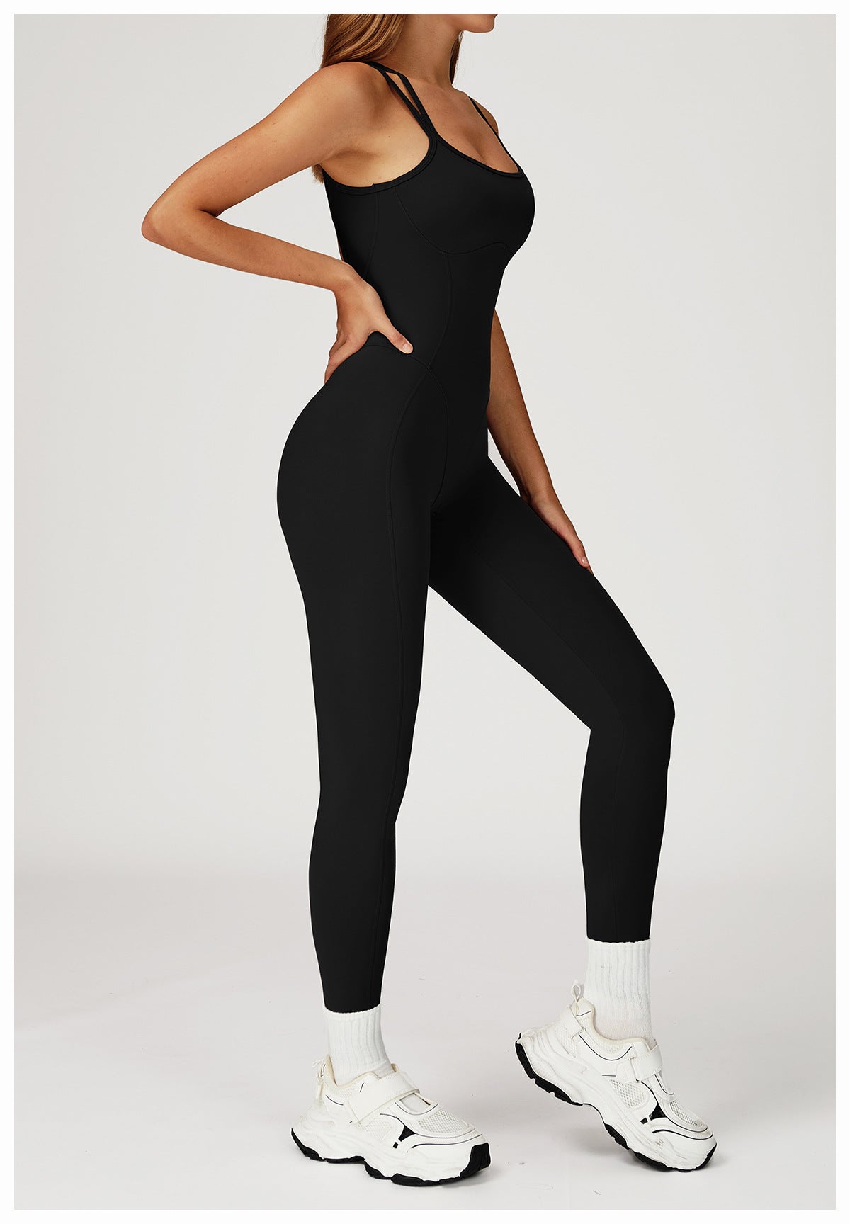 Hip - Lifting Gathered Flared Yoga Jumpsuit - WutongActive