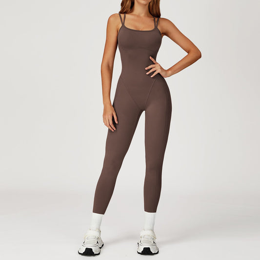 Hip - Lifting Gathered Flared Yoga Jumpsuit - WutongActive