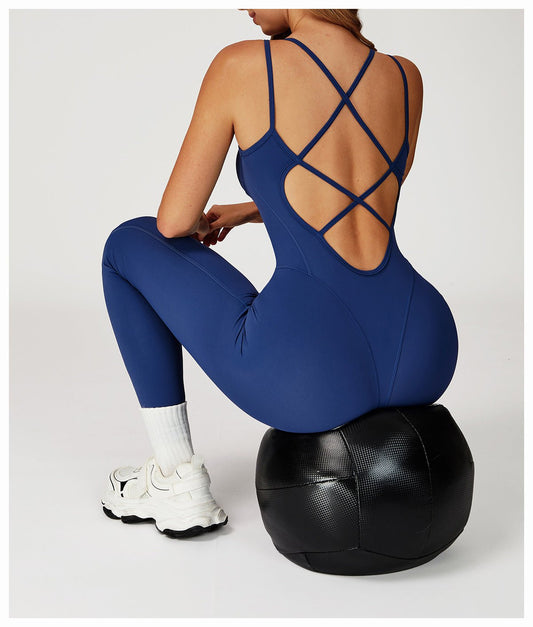 Hip - Lifting Gathered Flared Yoga Jumpsuit - WutongActive