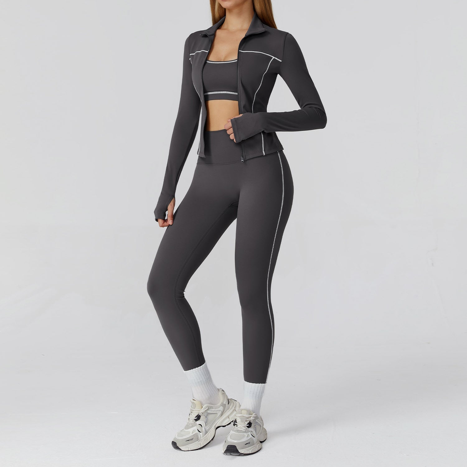Outdoor Sports Tight Yoga Set（Jacket,Bra,Legging） - WutongActive