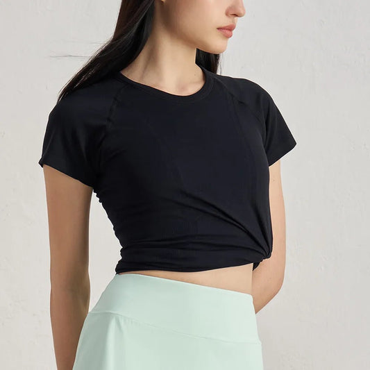 Seamless Stretch Yoga T-Shirt, Slim Fit Workout Top - WutongActive