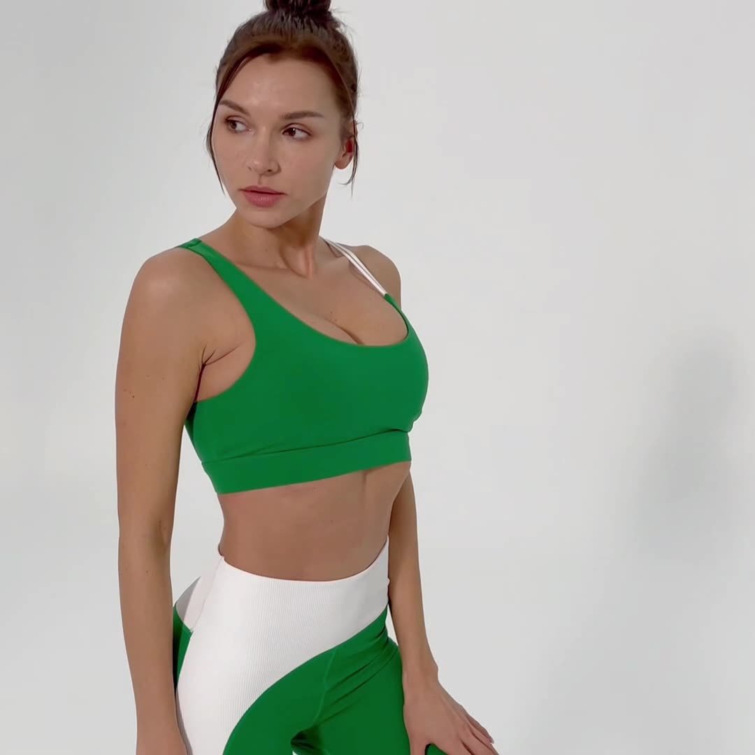 Slim - Fit Yoga Set - Color - Block Activewear with Built - in Bra for Women - WutongActive