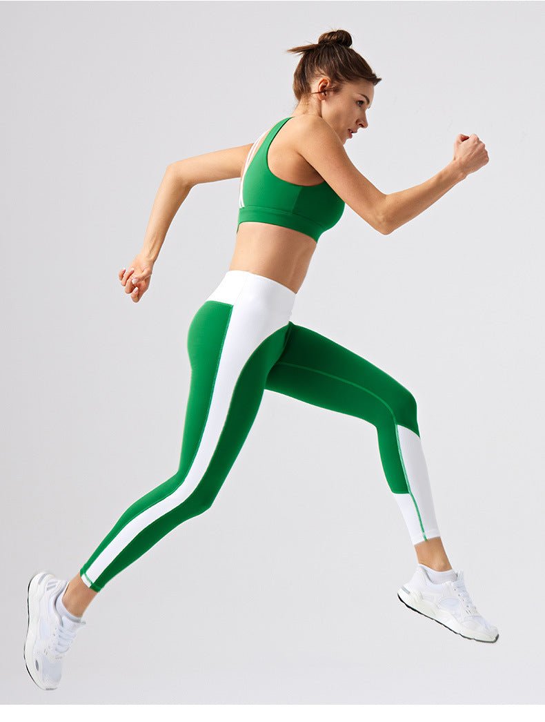 Slim - Fit Yoga Set - Color - Block Activewear with Built - in Bra for Women - WutongActive