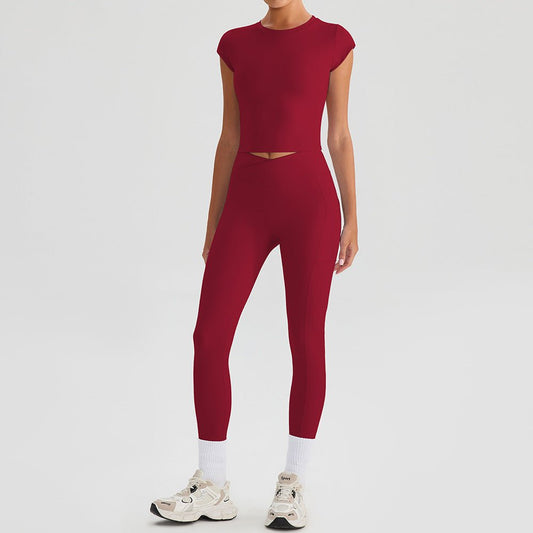 Women's Sports Set | Halter Neck Bra Top & Pocketed Yoga Pants for Running - WutongActive